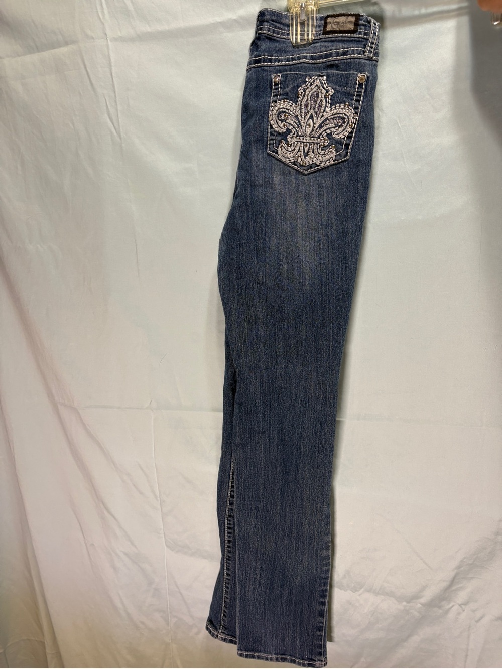 Women's Dark Blue Boot Cut Jeans with Embellished Back Pockets